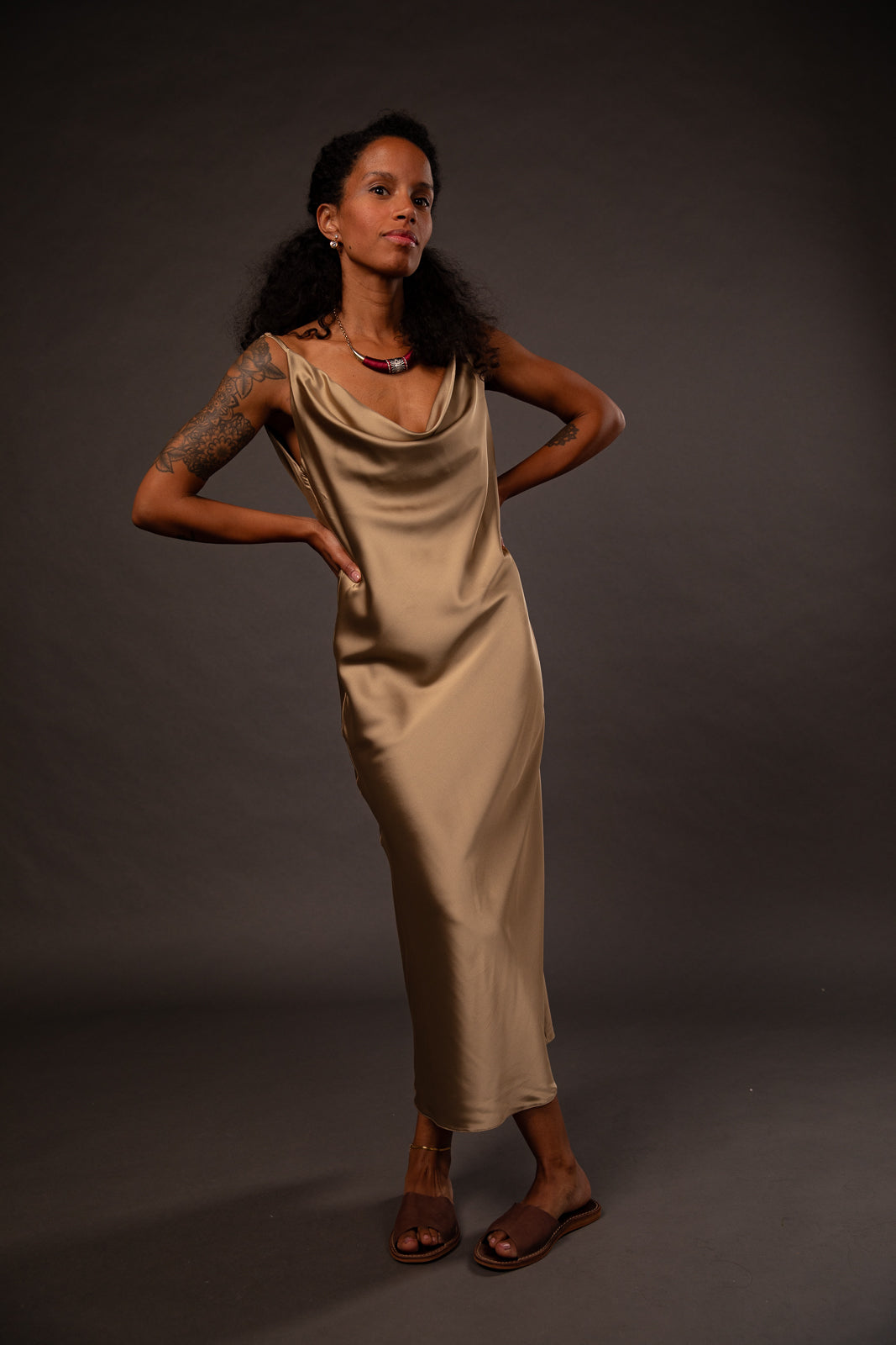 Plunge, Cowl Neck Dress in multiple colours