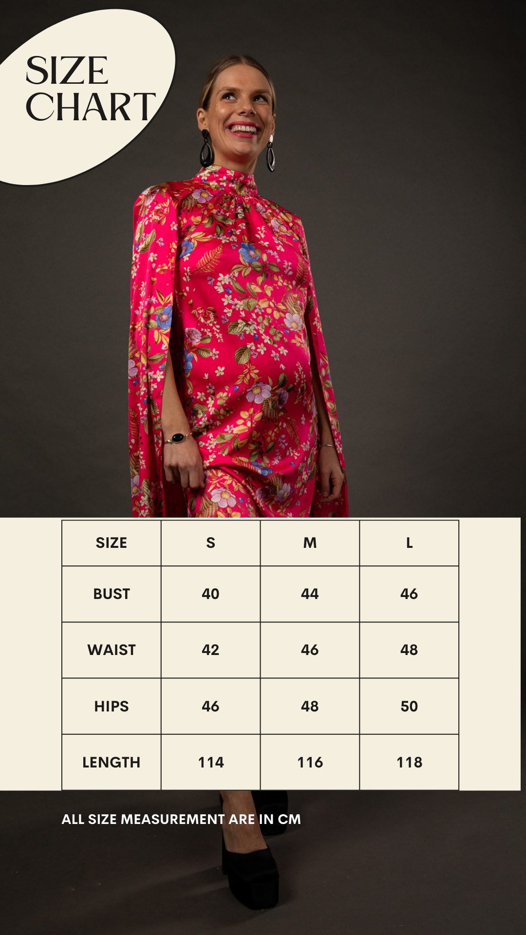 Cape Evening Dress with Asian pattern