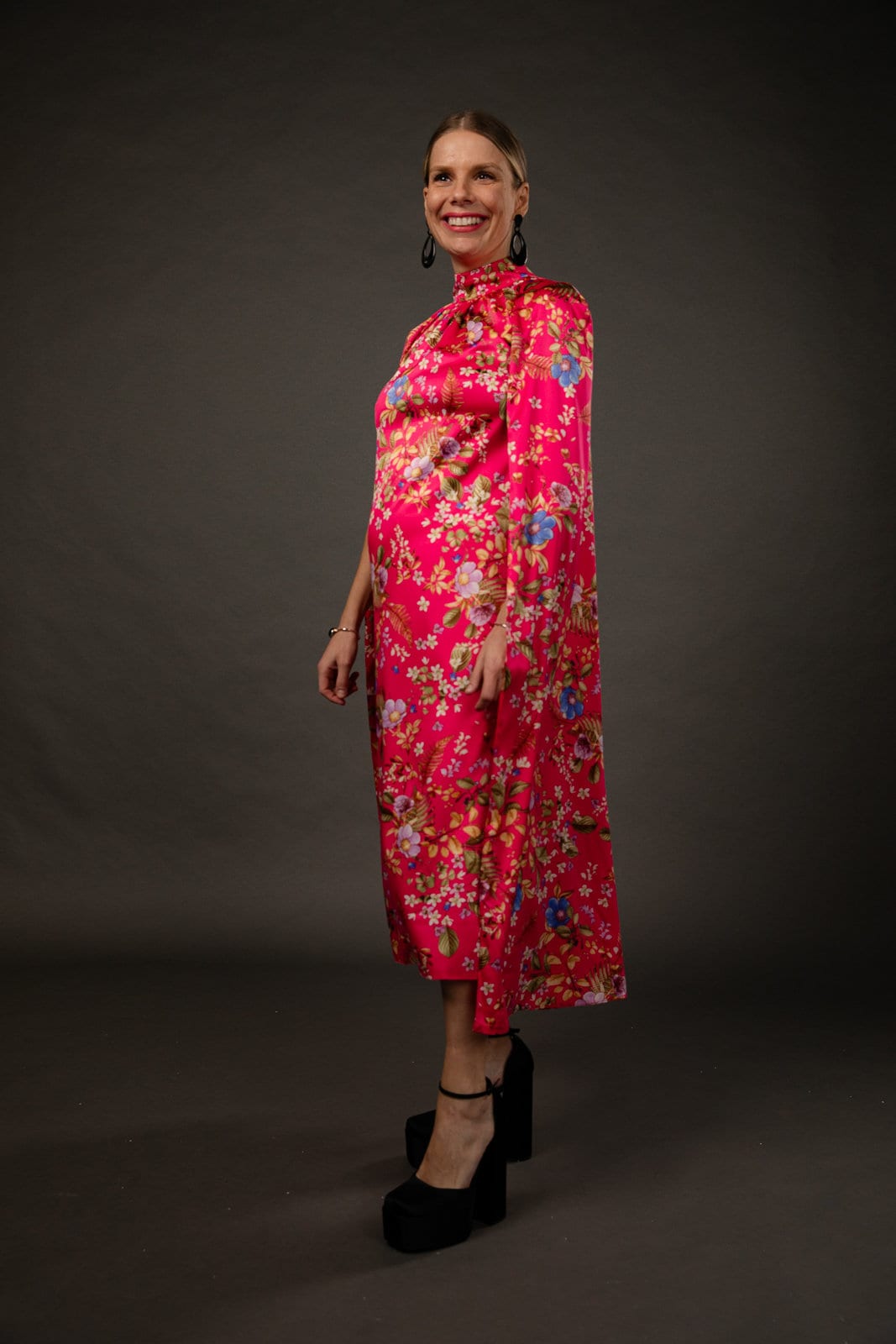 Cape Evening Dress with Asian pattern